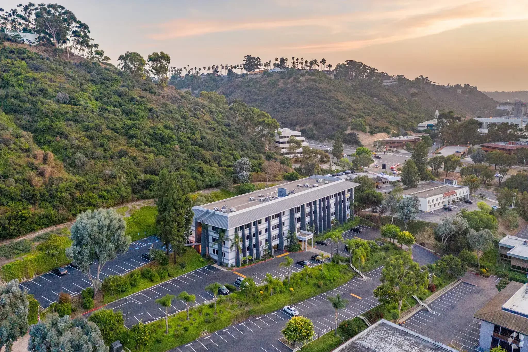 Mission Valley freeway interchange and commercial district